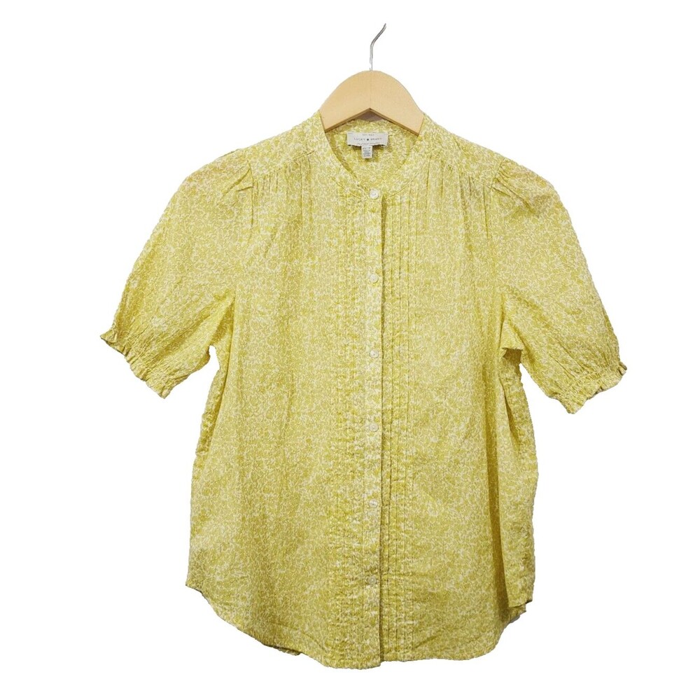 Lucky Brand Smocked Cuff Ruffle Pintuck Short Sleeve Top Women's Size XS / TP